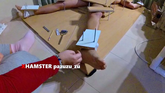 Femdom tickling and foot teasing. Ruined orgasm handjob