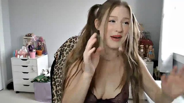 Pretty face brunette teen babe webcam fetish and teasing