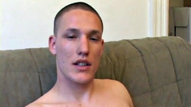 Jay unzips his pants, pulls out his furious boner and strokes it to the porn video. With his shirt and tie off, Jay works his cock as he talks to the camera. In the blink of an eye, he blasts killer cum all over his face and chest.