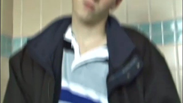 Christian enters the men's bathroom with holes. In one of the cabins, he grabs his cock and starts jerking off. The camera shows us some hot angles of this straight guy as he works himself to the limit.