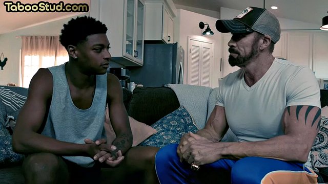IR DILF stepdad bareback by ebony stepson on couch