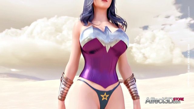 Big tits superhero futa babes having sex in desert in a 3d animation