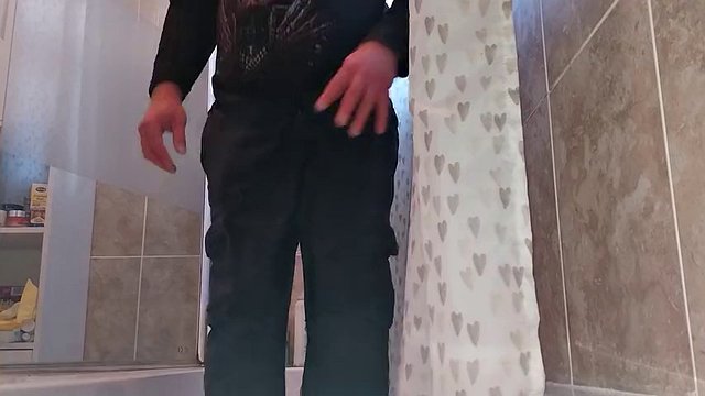 Desperate pee hold and pants wetting